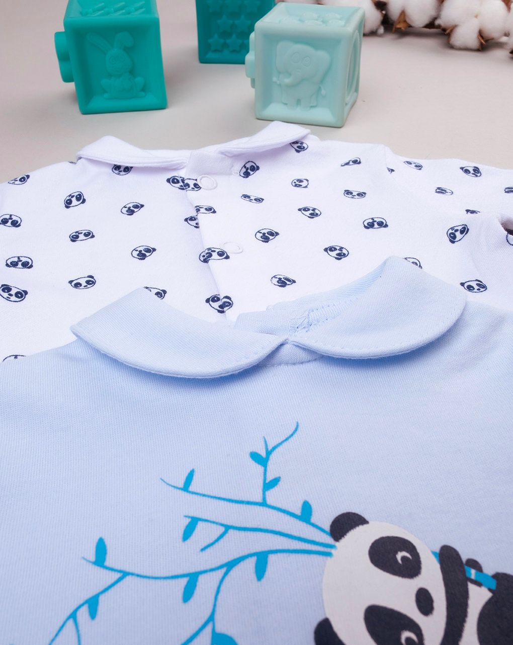 Pack 2 tutine in interlock bianco e azzurro