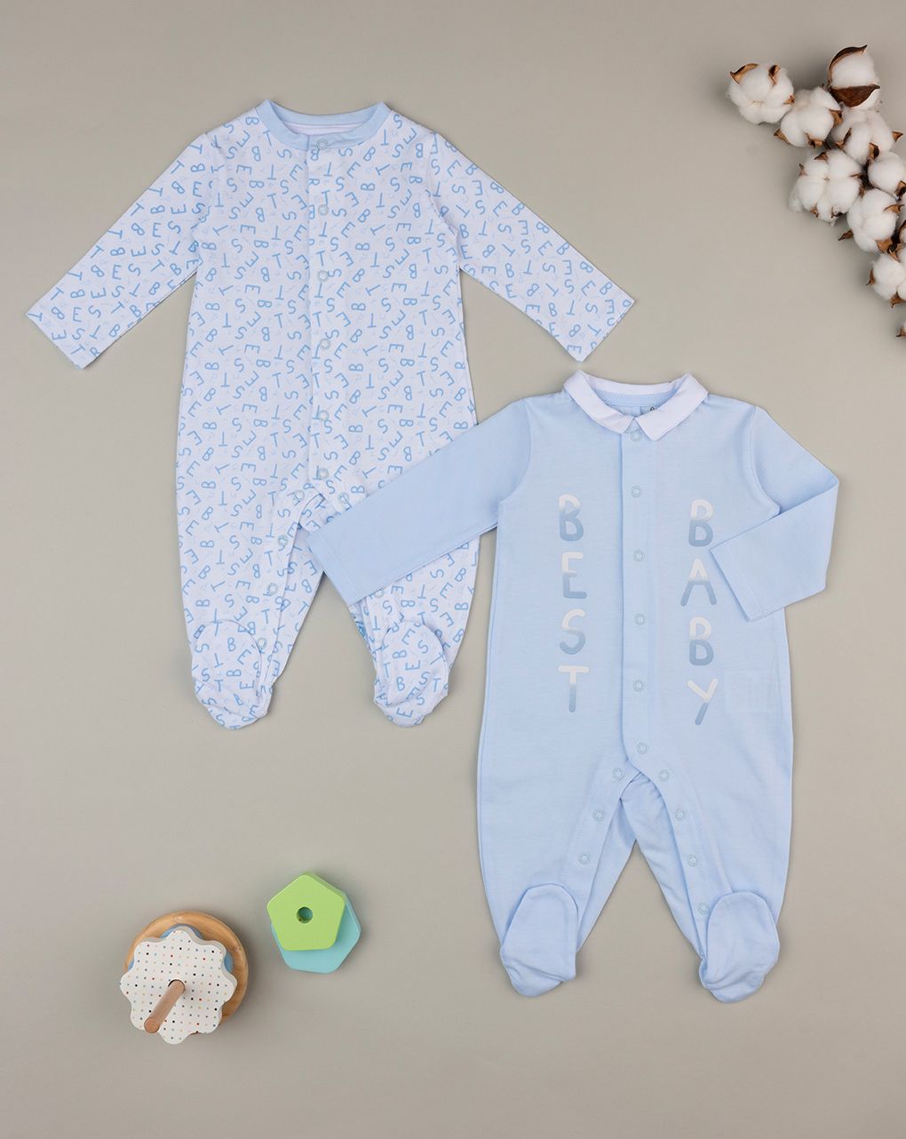 Pack 2 tutine azzurre e bianche con scritte