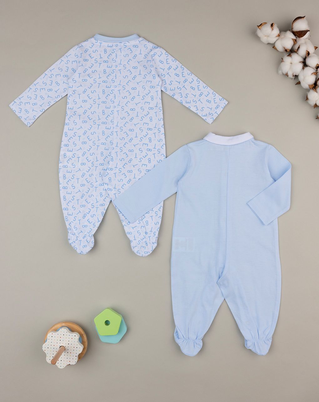 Pack 2 tutine azzurre e bianche con scritte