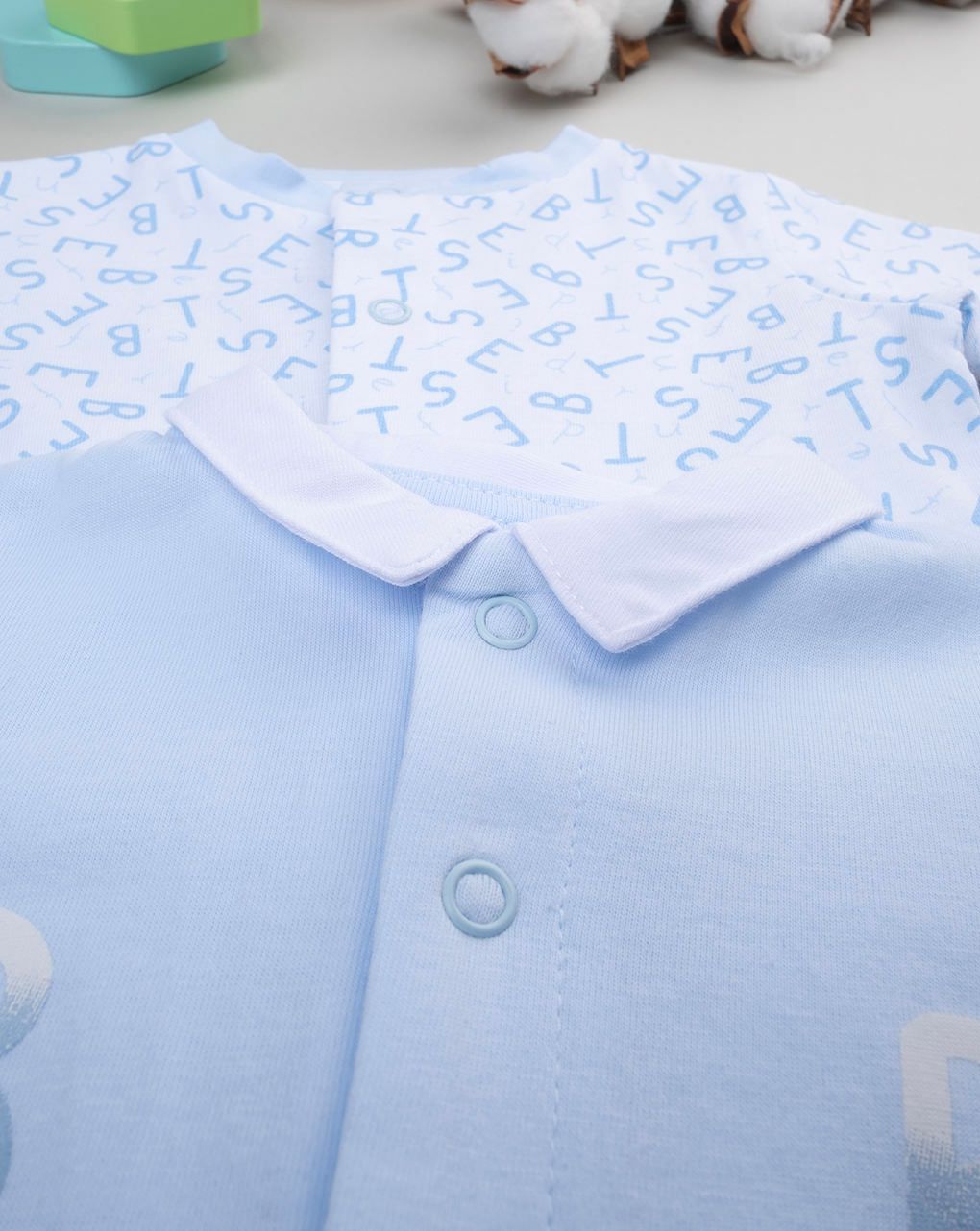 Pack 2 tutine azzurre e bianche con scritte