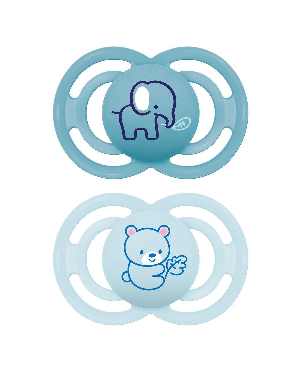 Succhietto perfect confezione doppia 6+ mesi - con porta ciuccio - azzurro - mam