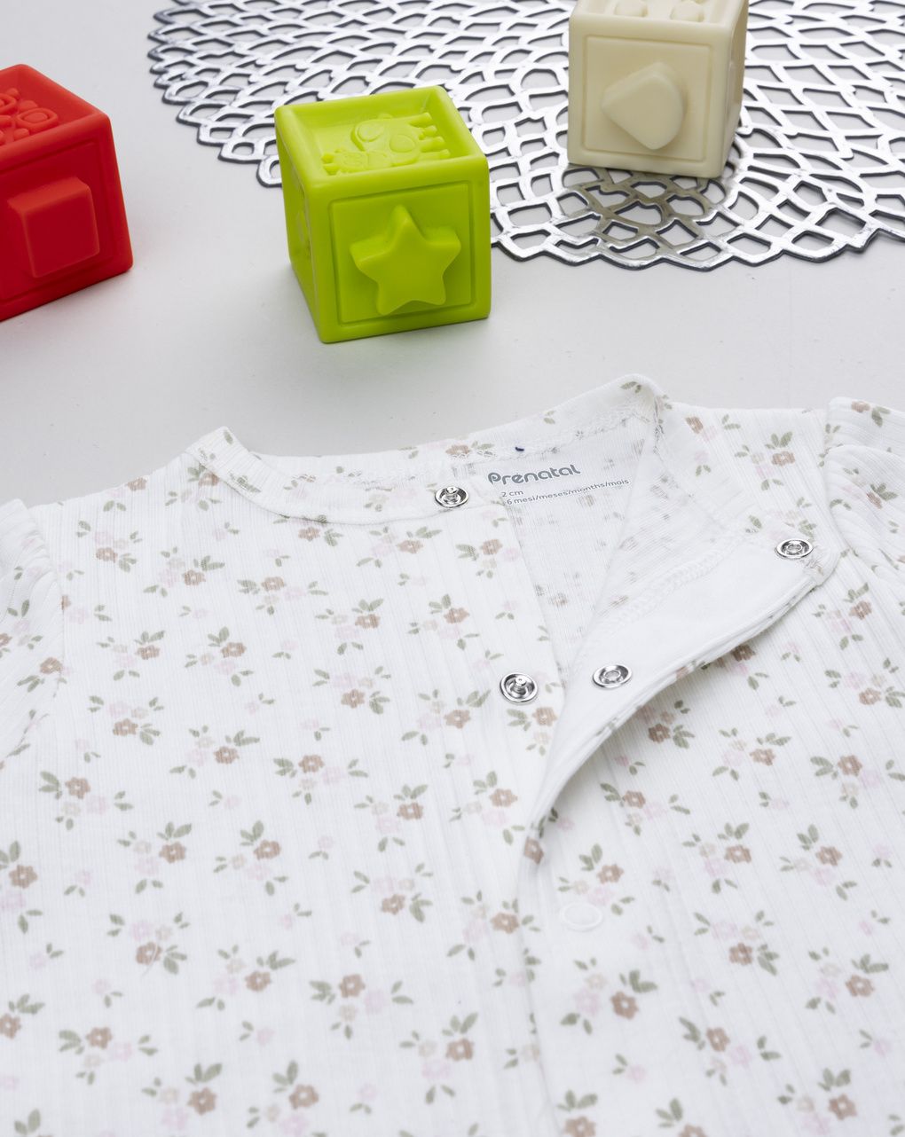 Tutina bimba bianca rib fiorellini allover