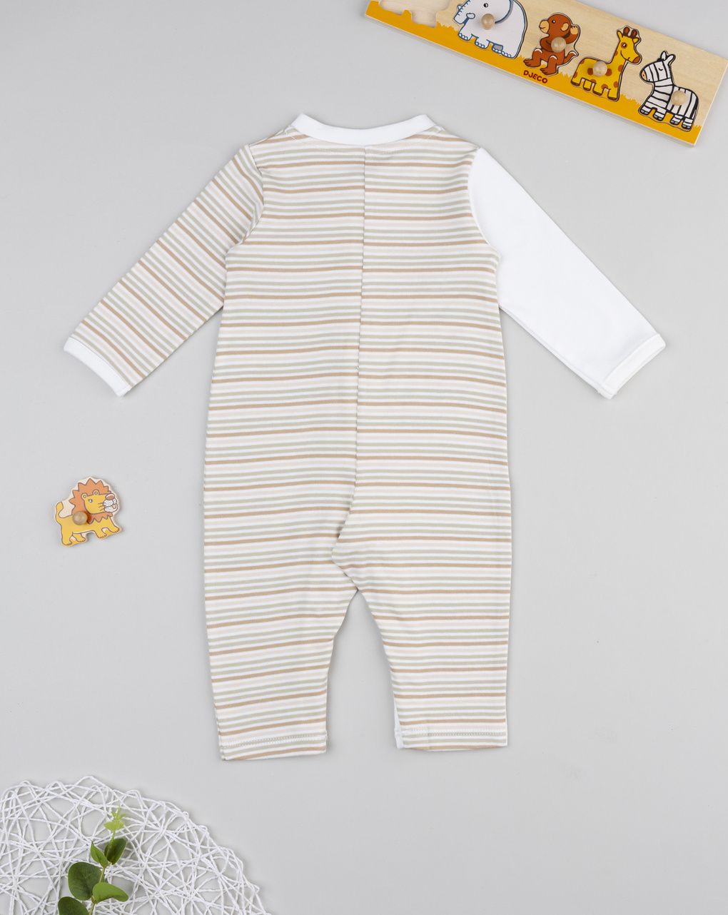 Tutina bimbo bicolor righe/lion