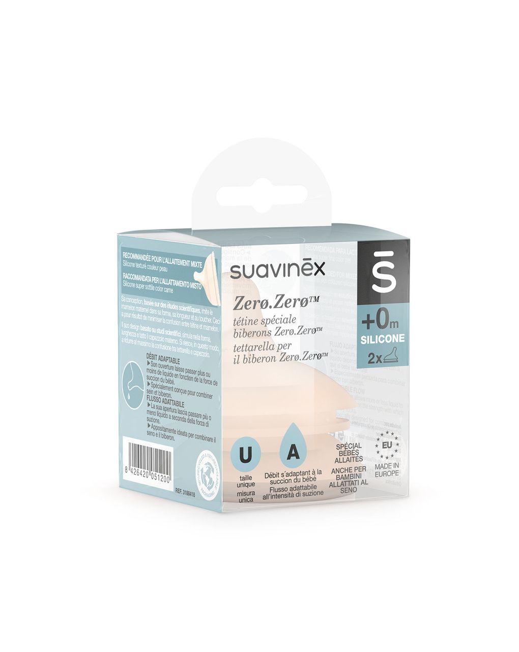 Tettarella zero.zero anticolica 2 pezzi flusso adattabile - suavinex
