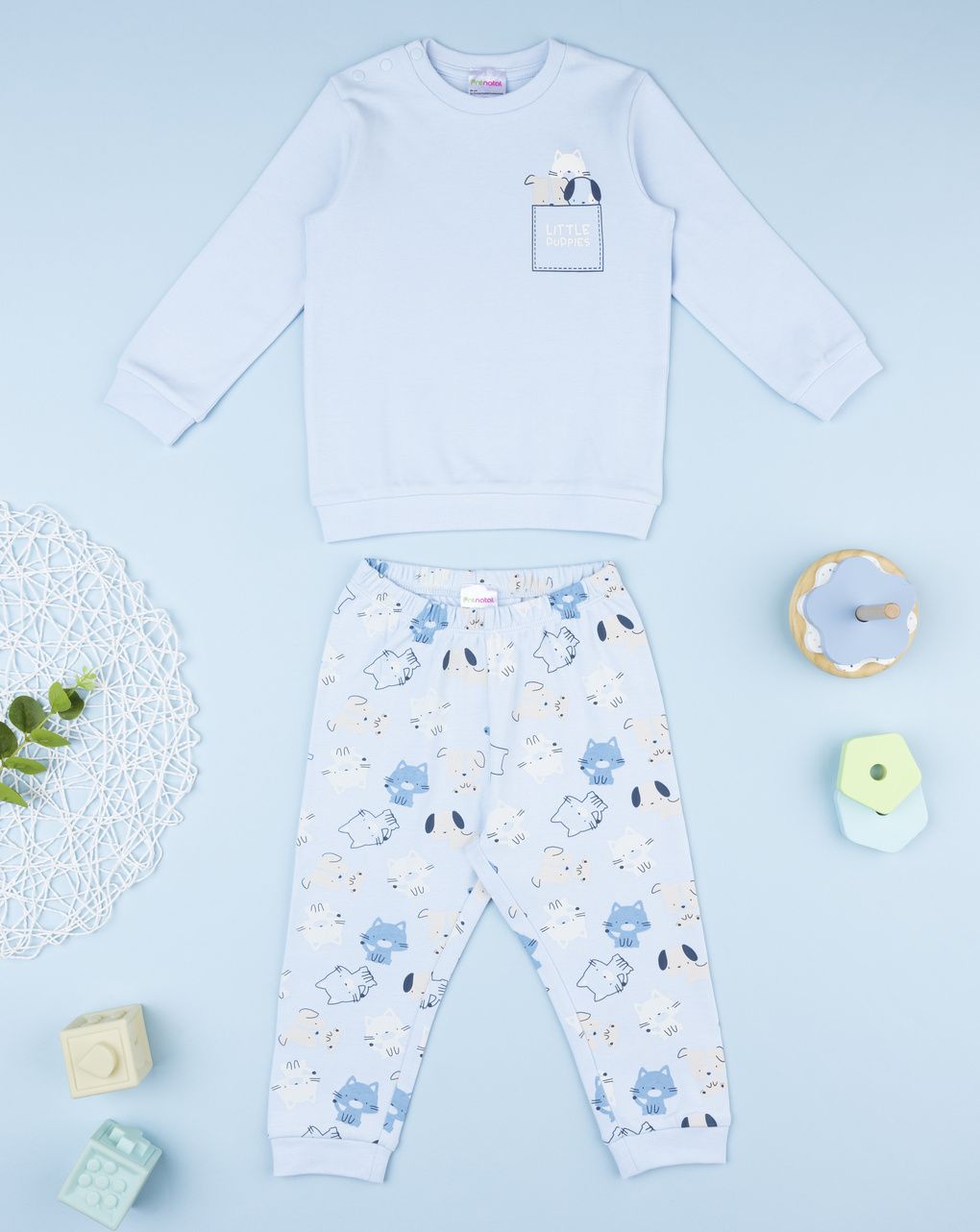Pigiama bimbo azzurro animaletti