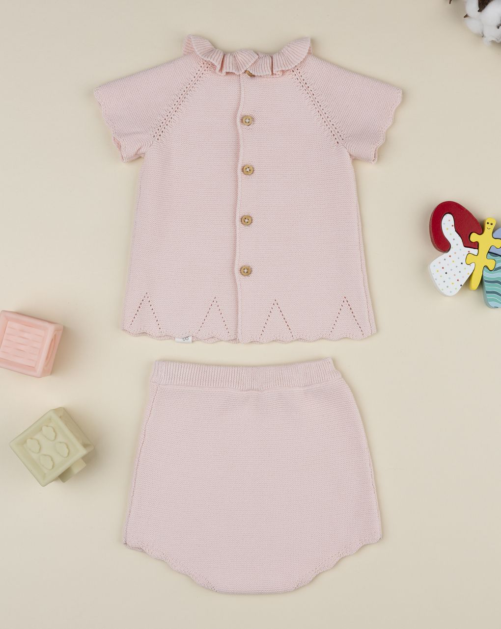 Completo tricot rosa neonata
