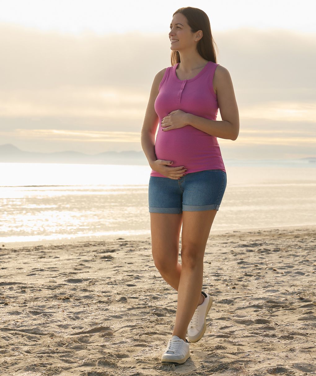 Short premaman in denim blu stretch