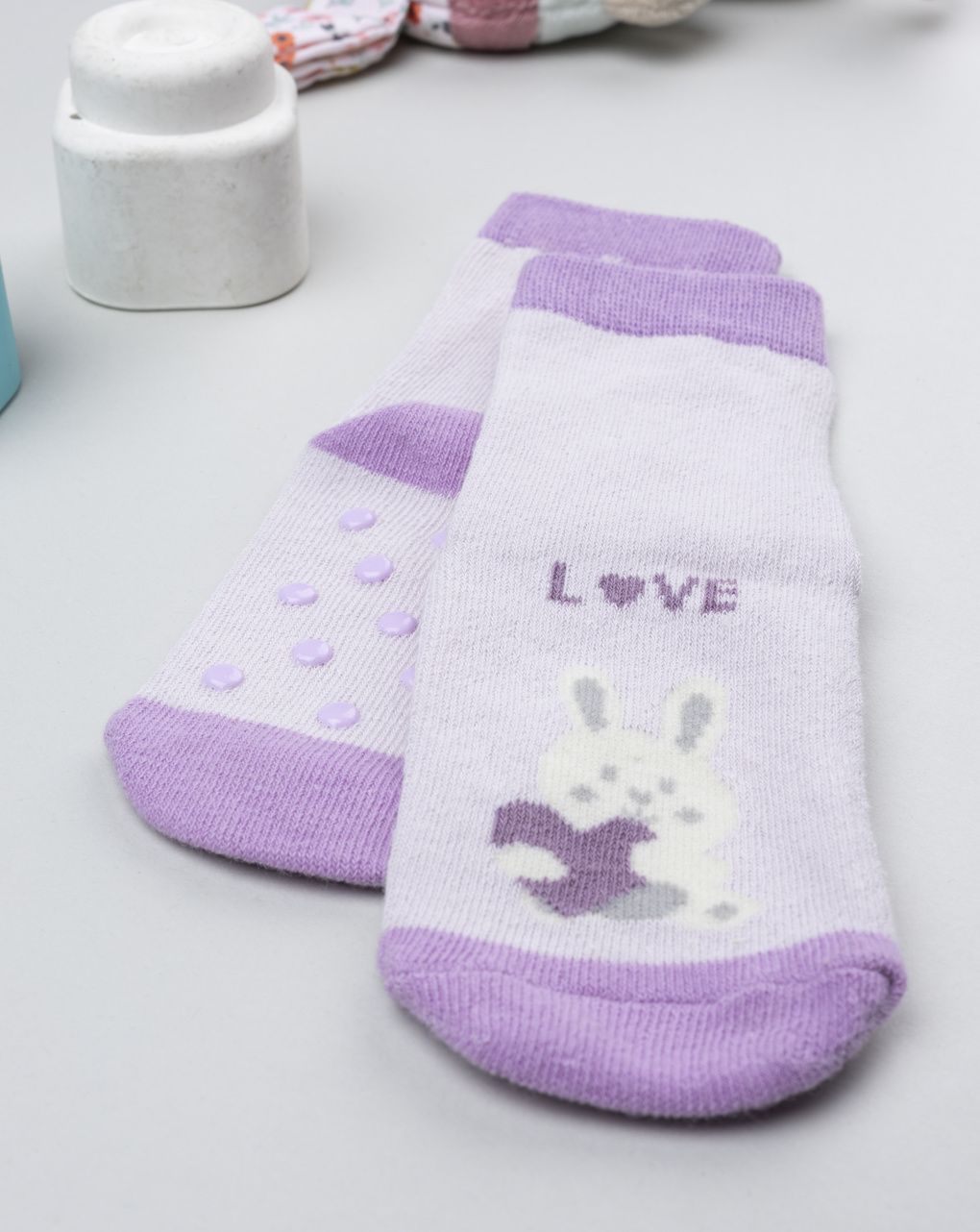 Antiscivolo bimba rosa/lilla coniglietto