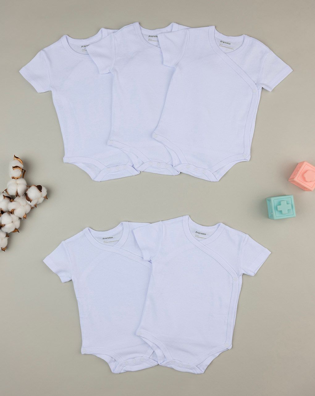 Pack 5 body bianchi con apertura laterale