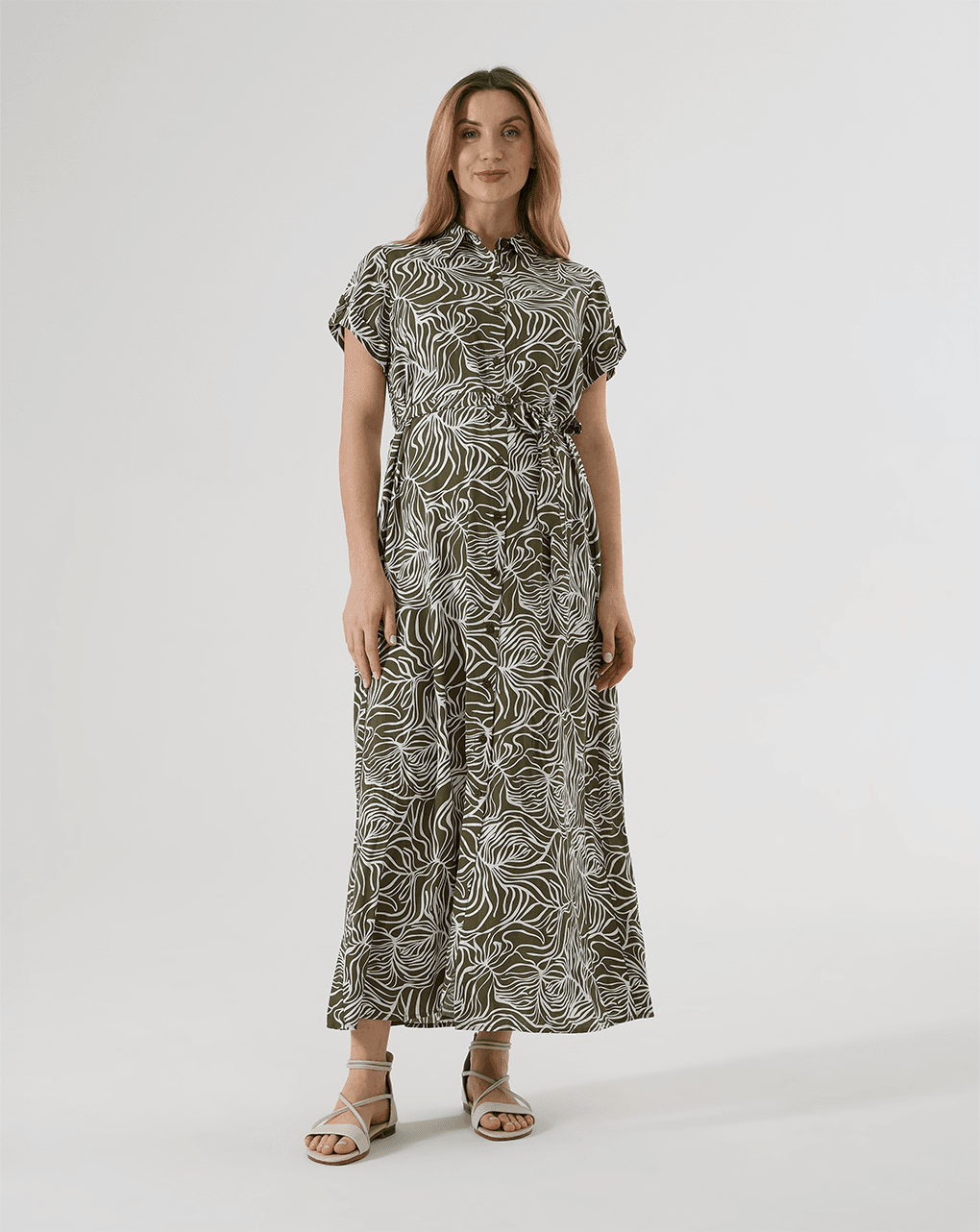 Abito premaman allattamento con stampa verde