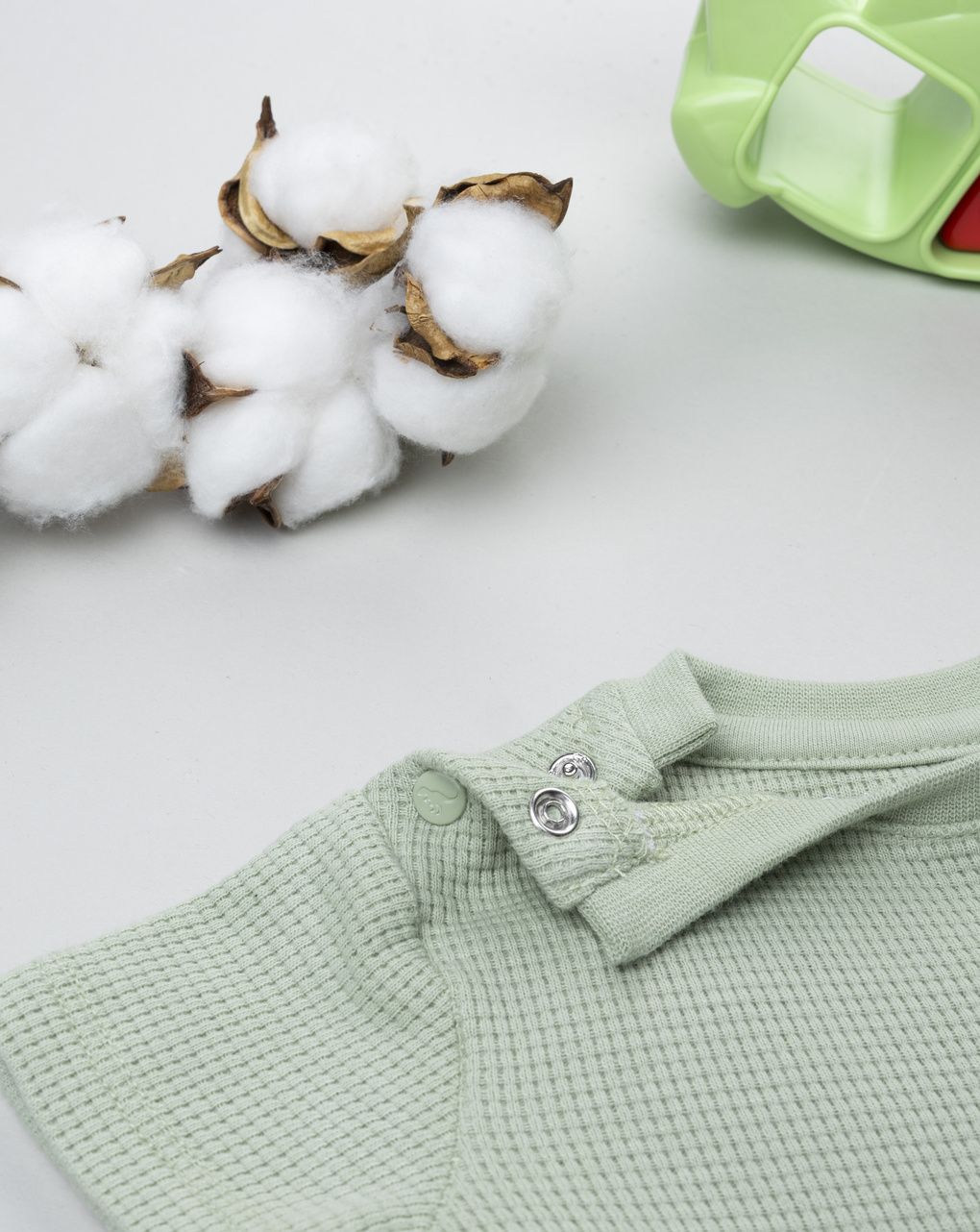 T-shirt bimbo  maniche corte waffle verde