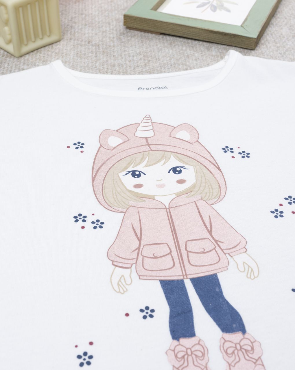 T-shirt bambina bianca stampa bimba unicorno
