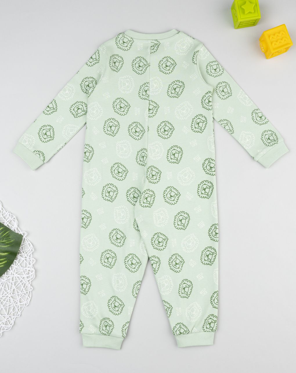 Pigiamone bimbo verde leoni allover