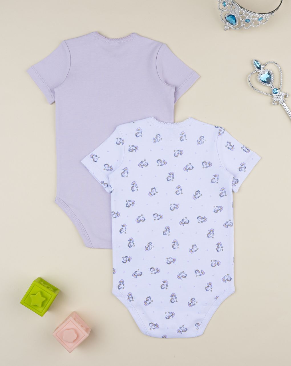 Pack 2 body bimba unicorni viola/bianco