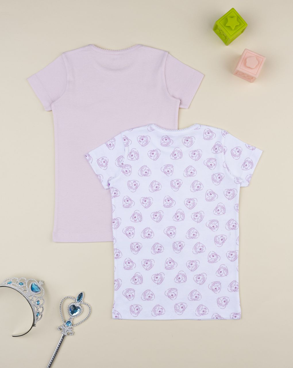 Pack 2 t-shirt intime bambina unicorni rosa/bianco