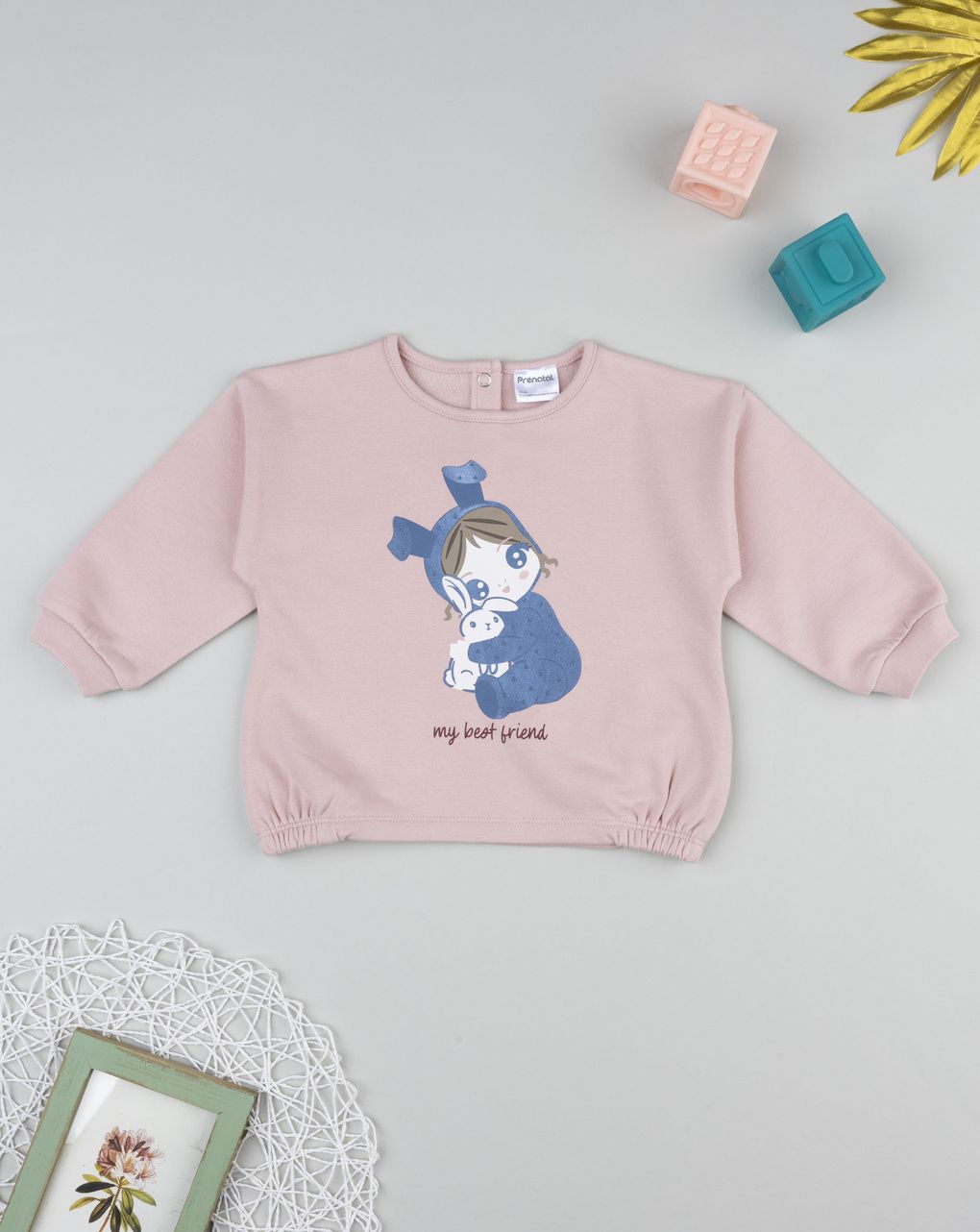 Felpa bimba rosa con stampa