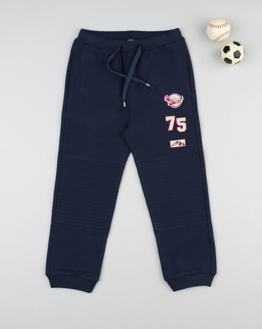 Pantalone felpato blu notte bambino con stampa