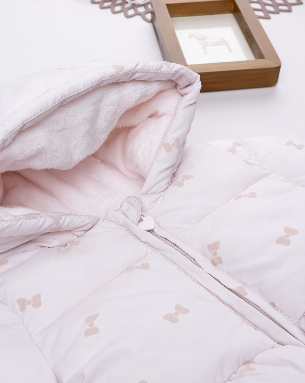 Piumino bimba rosa fiocchetti allover