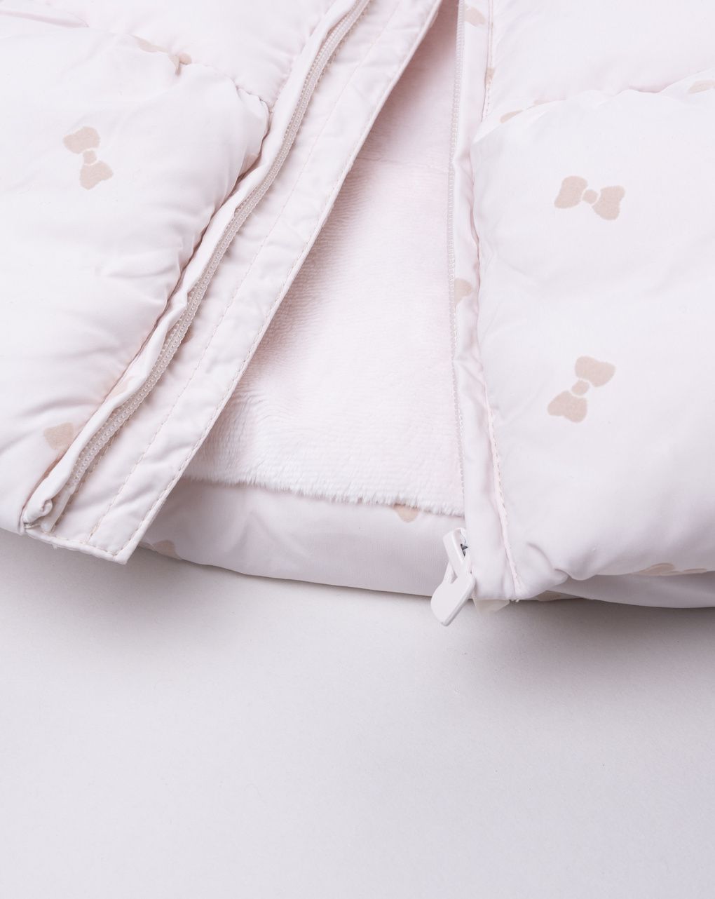 Piumino bimba rosa fiocchetti allover