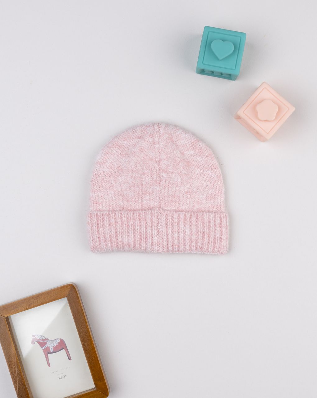 Cappello tricot bimba rosa con fiocchetto