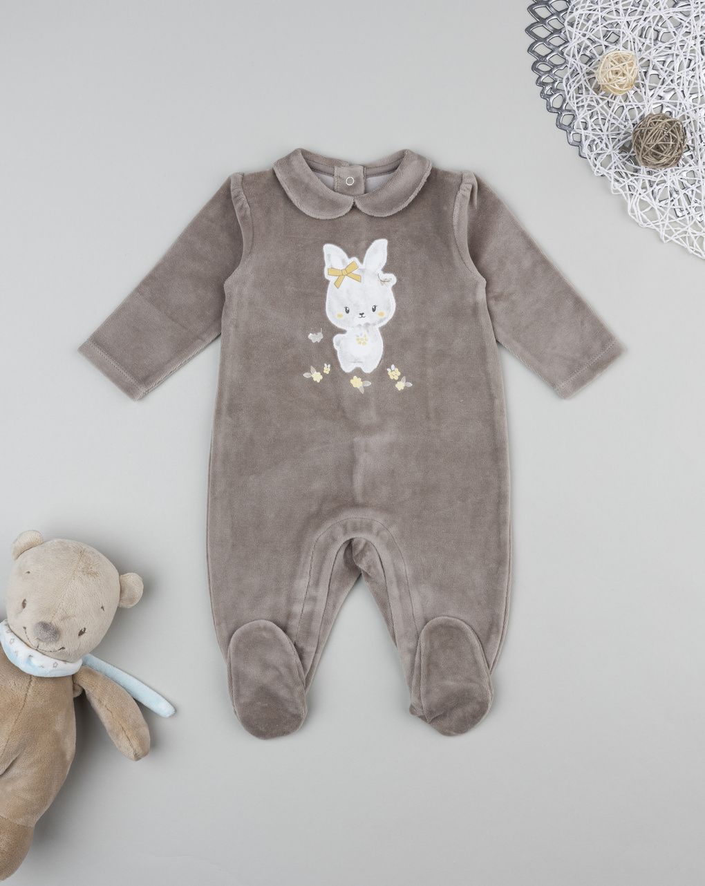 Tutina bimba marrone fiorellini allover