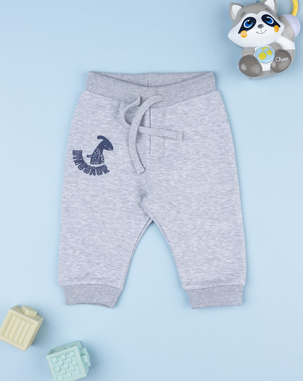 Pantalone felpato bimbo grigio "dinosaur"