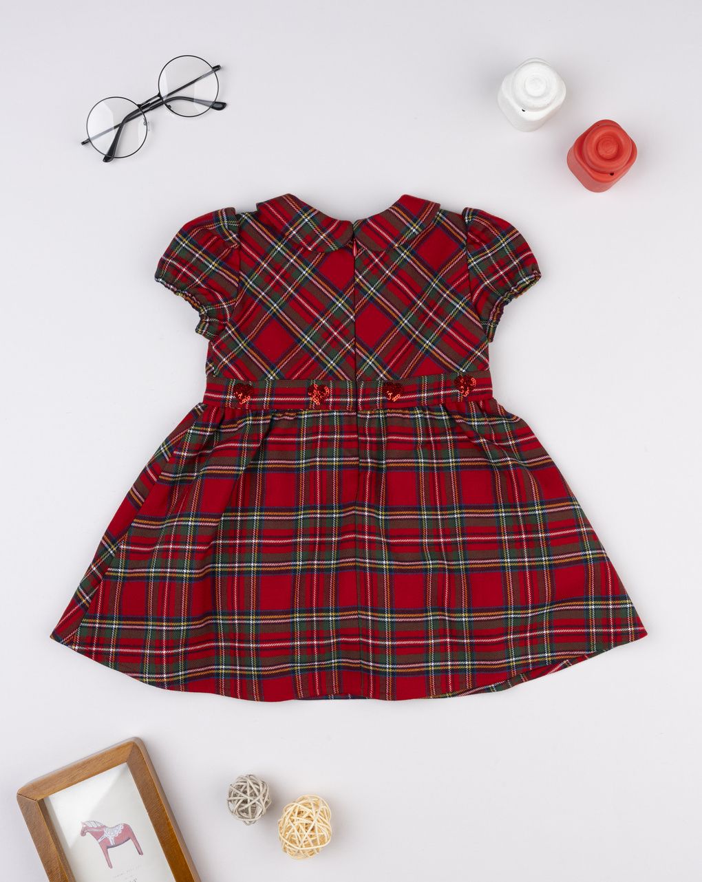 Abito tartan rosso bimba