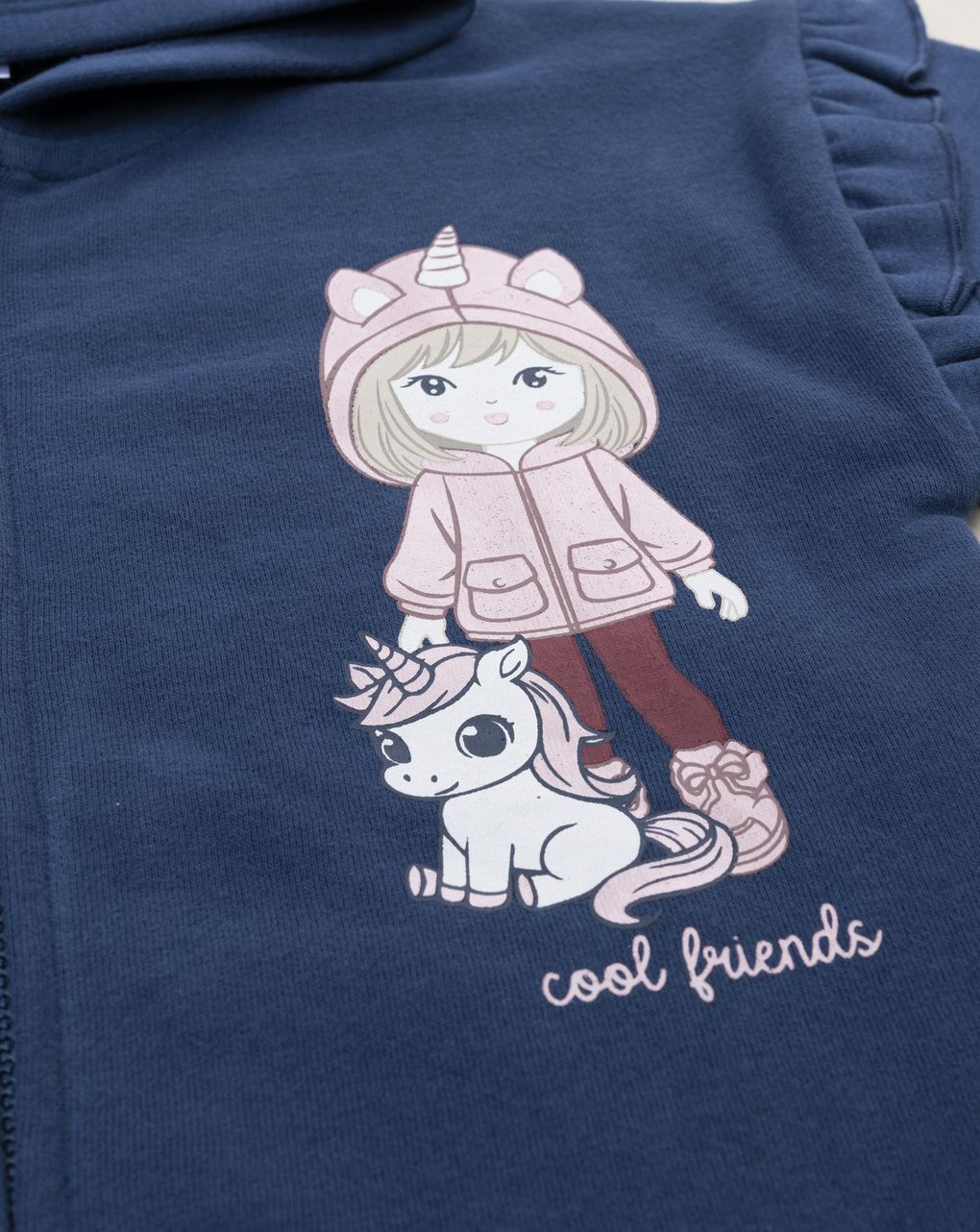 Completo jogging  felpato bambina blu/rosa