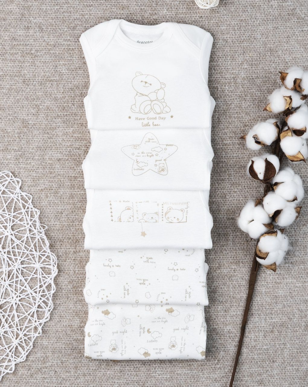 Pack 5 body unisex "oro"