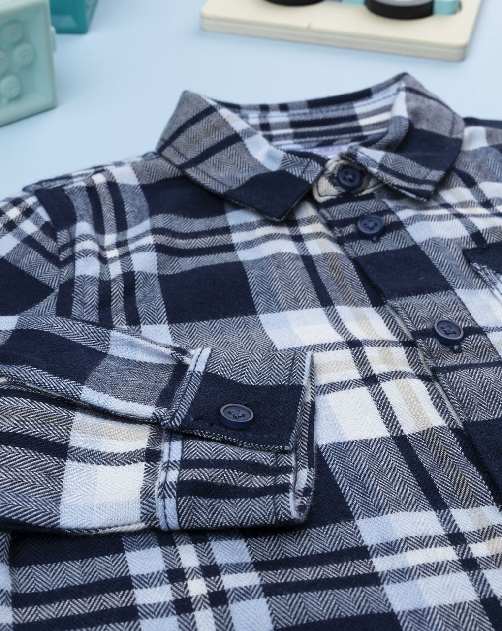 Camicia flanella bambino blu