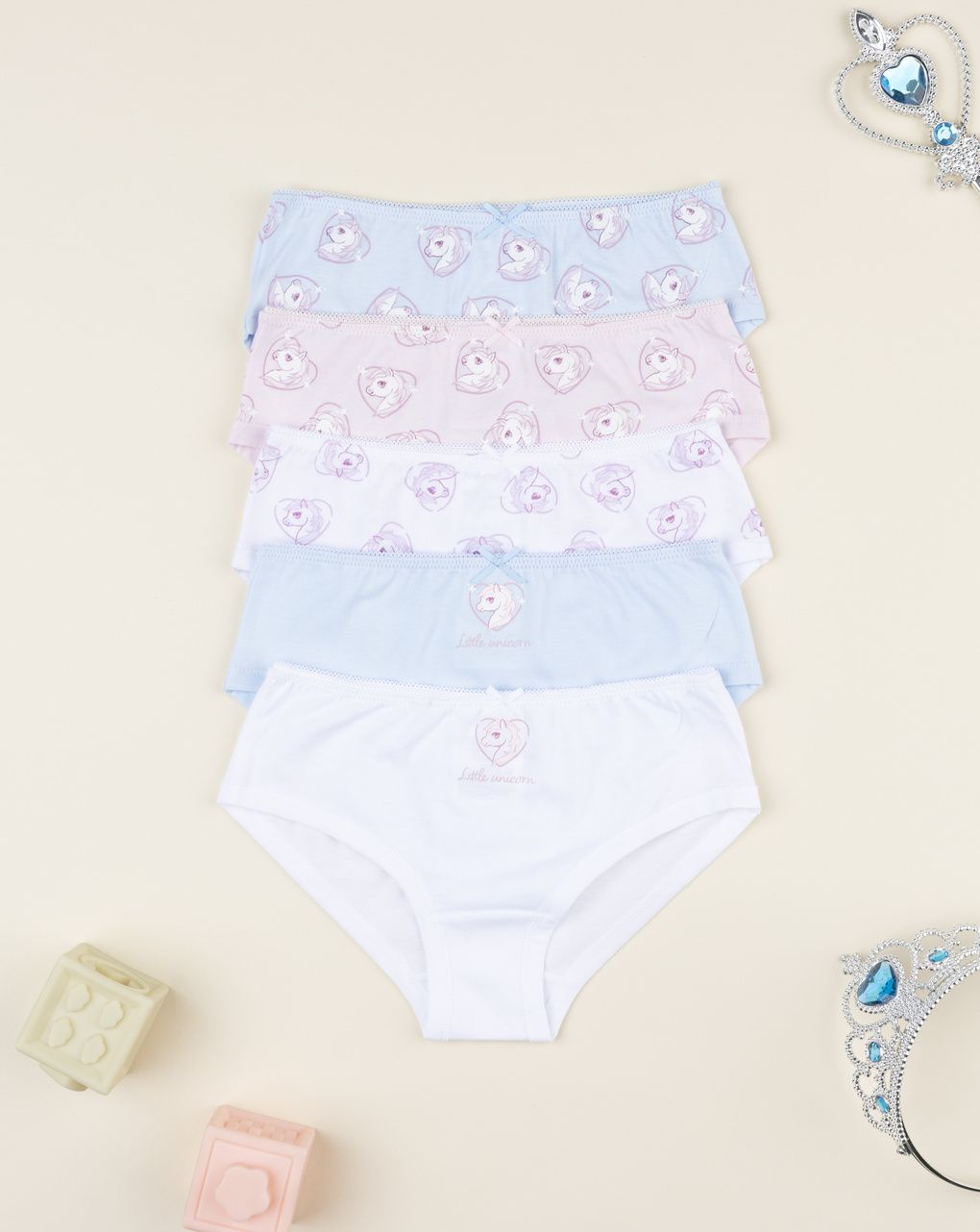 Pack 5 slip bambina unicorno