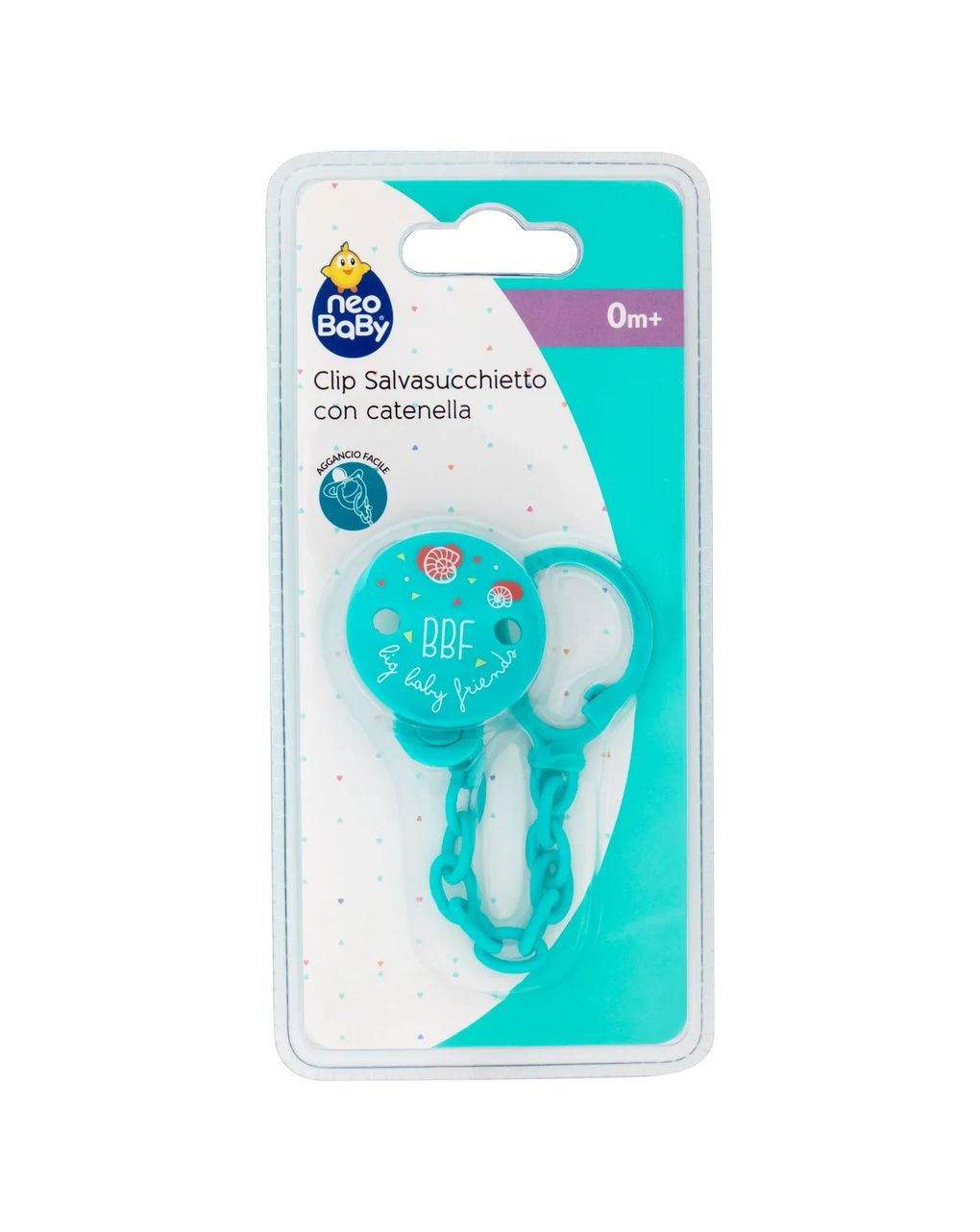 Clip salvasucchietto con catenella - verde - neo baby