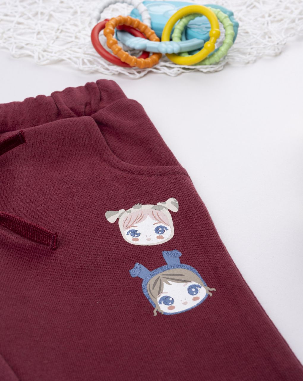 Pantalone felpato bimba bordeaux