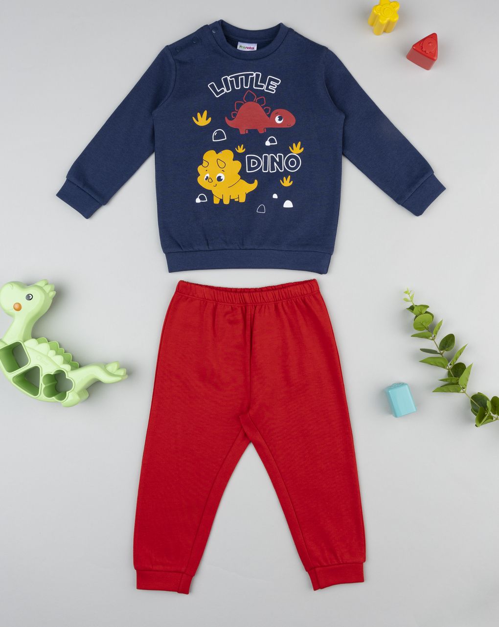 Pigiama bimbo rosso/blu dino