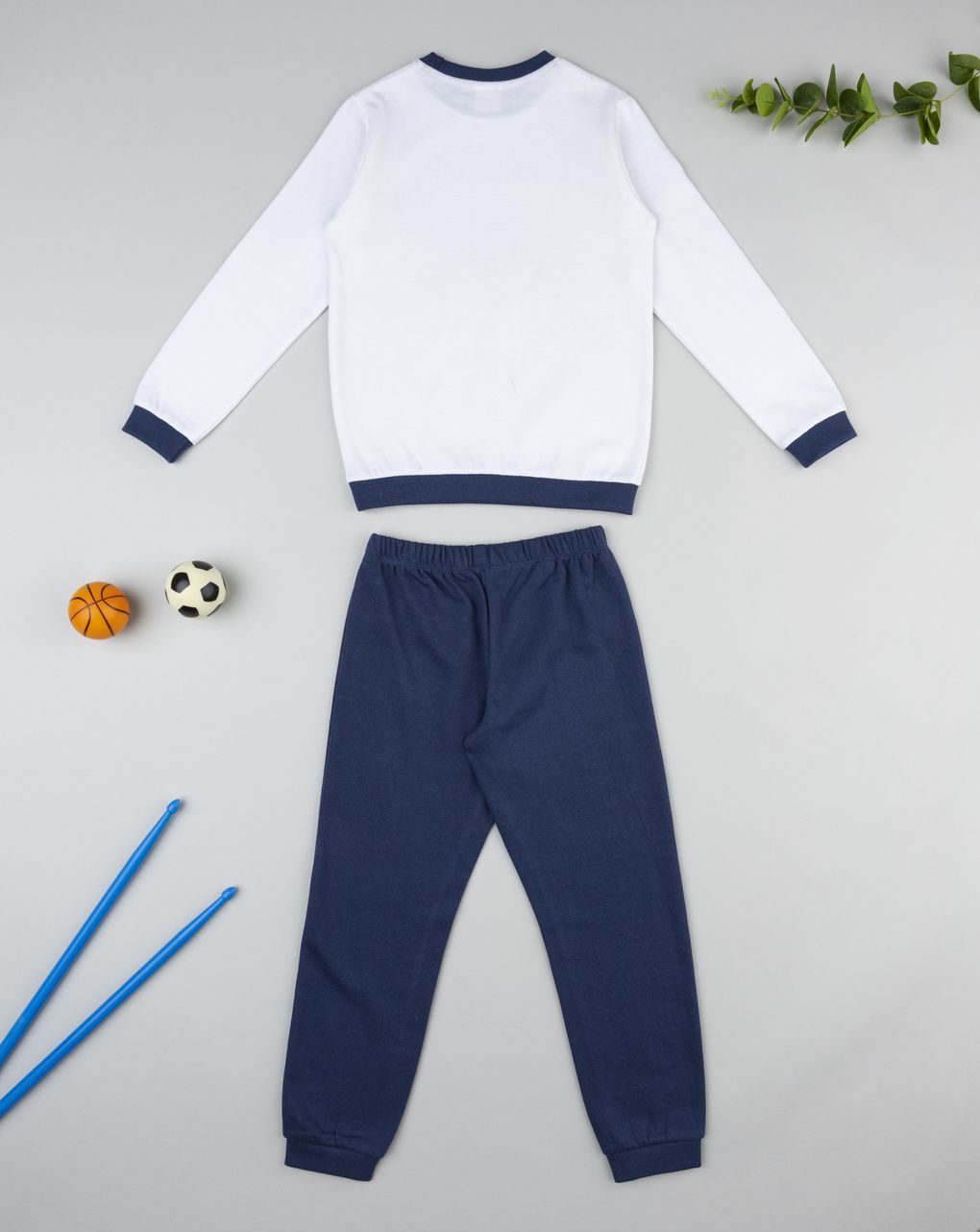 Pigiama bimbo bianco/blu orso