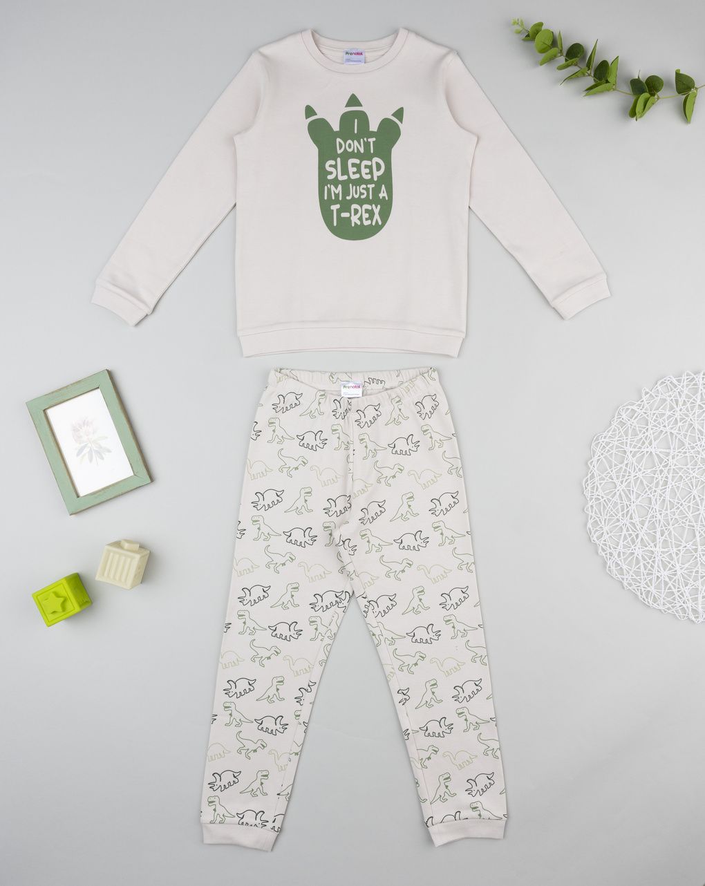 Pigiama bimbo beige dino