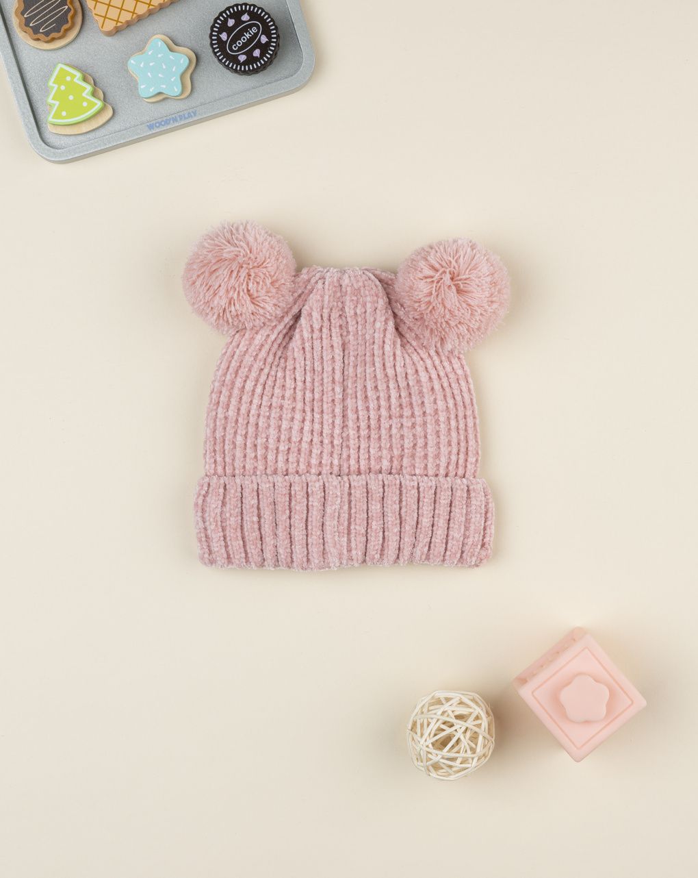 Cappello bimba rosa pon pon