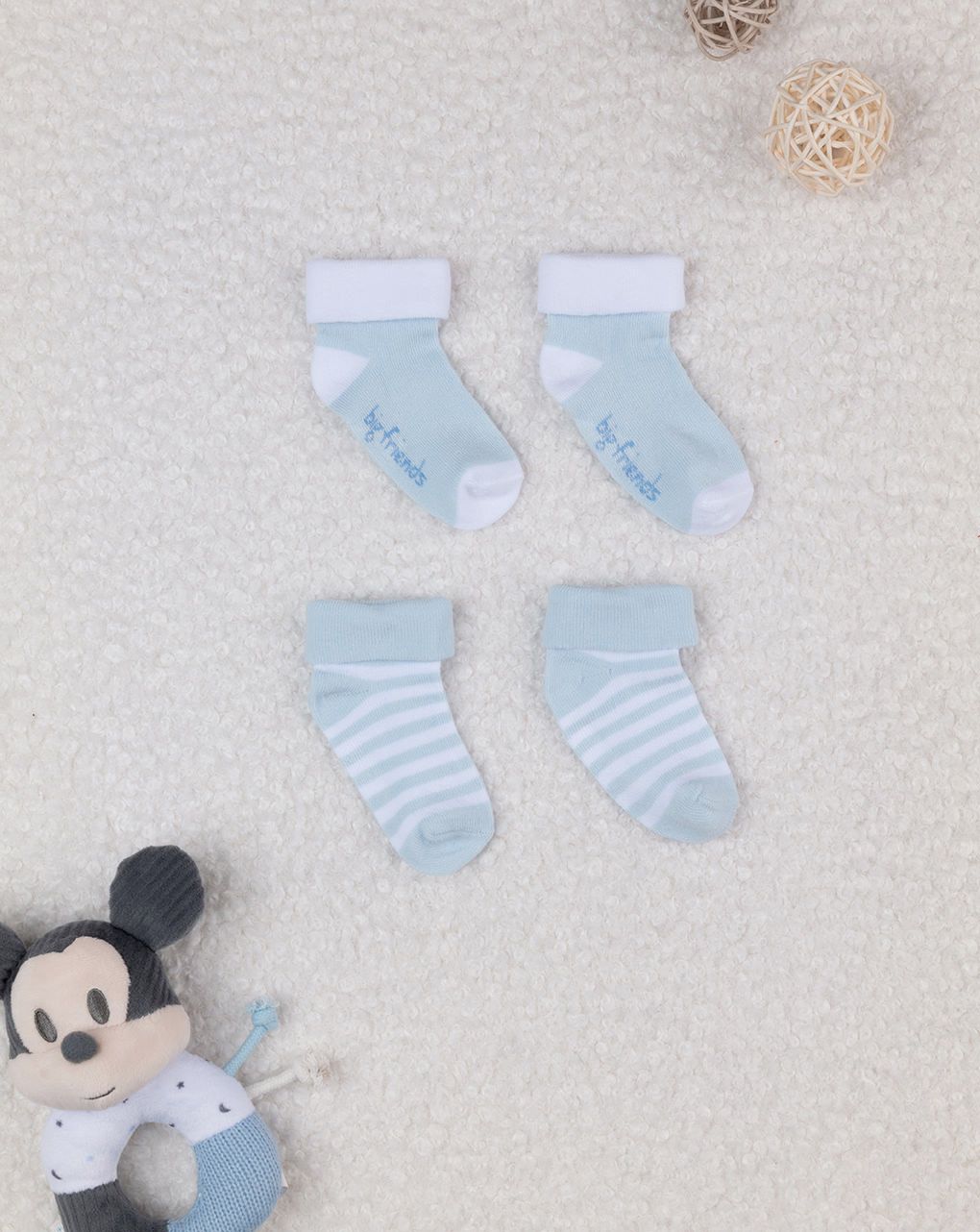 Pack 2 calzine neonato azzurro/bianco