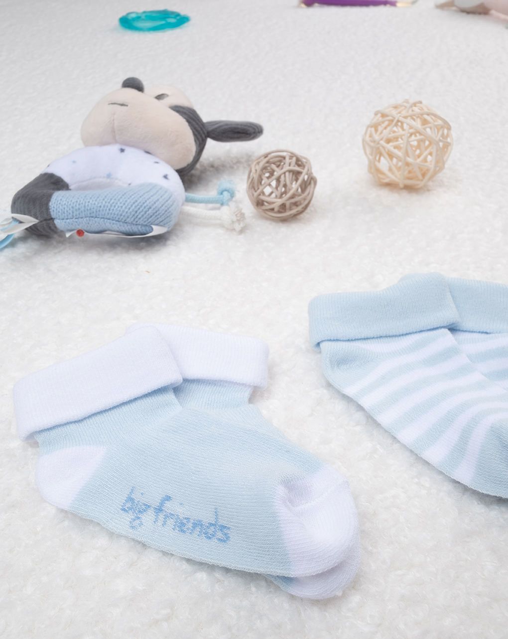 Pack 2 calzine neonato azzurro/bianco