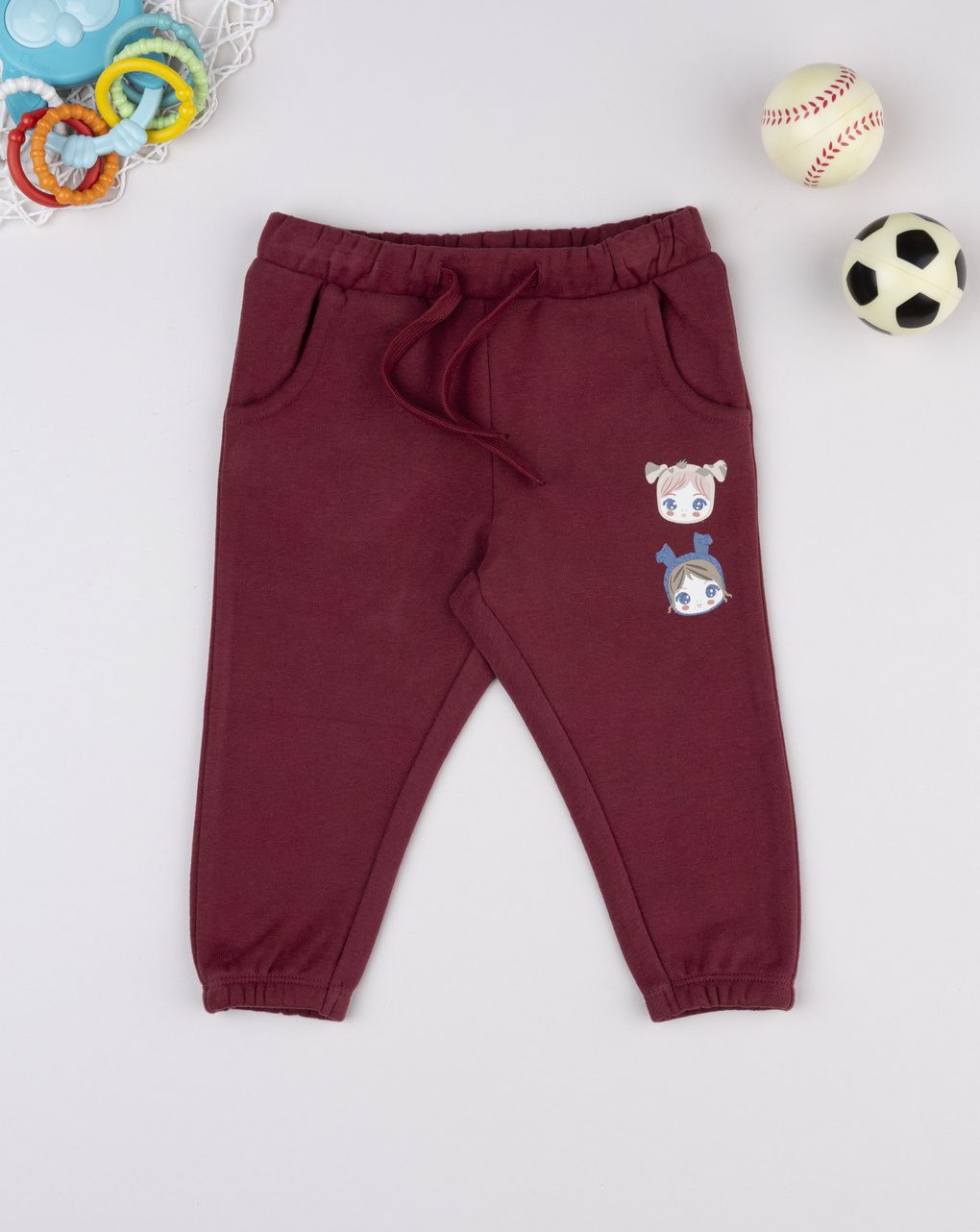 Pantalone felpato bimba bordeaux