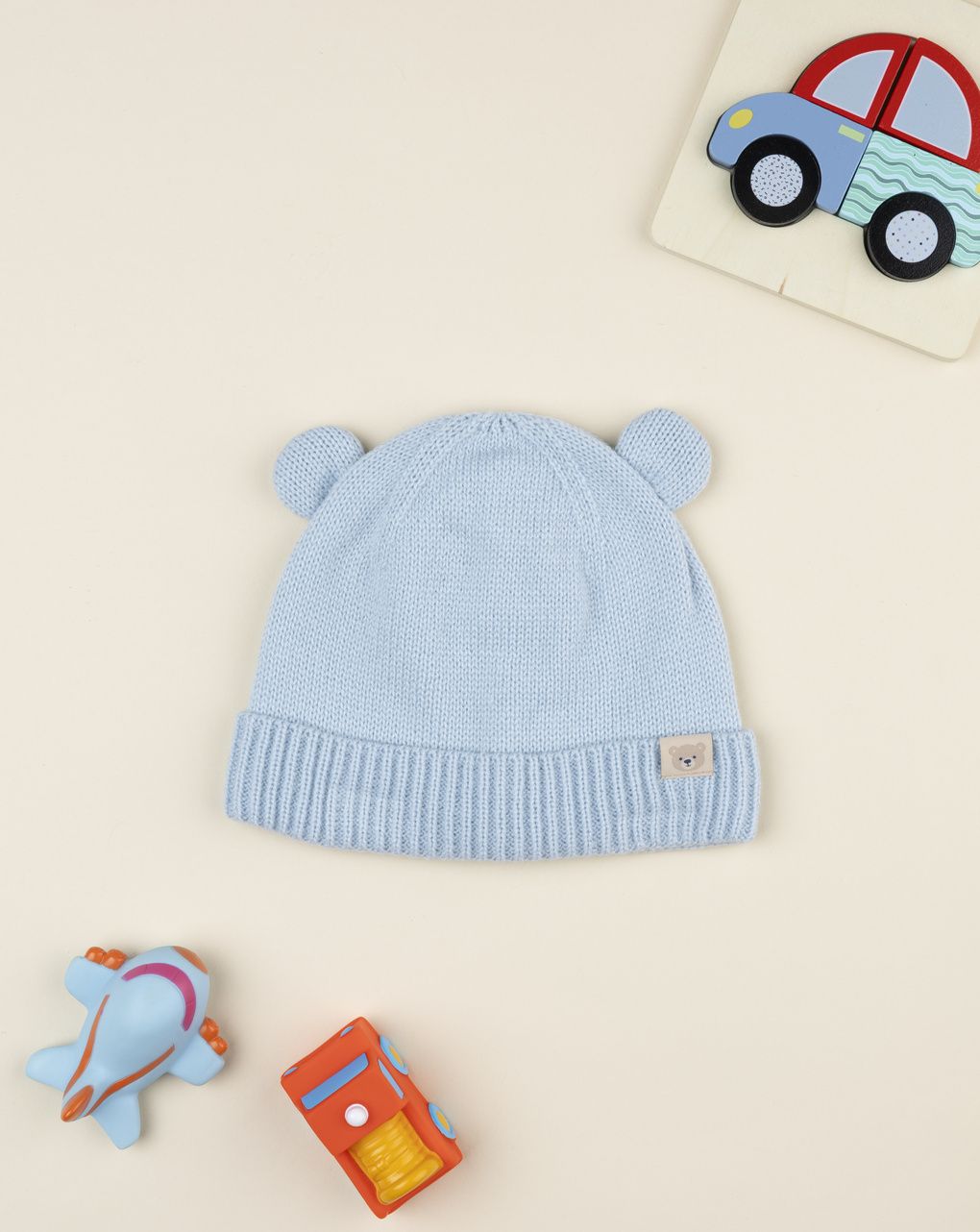 Cappello bimbo azzurro con orecchie