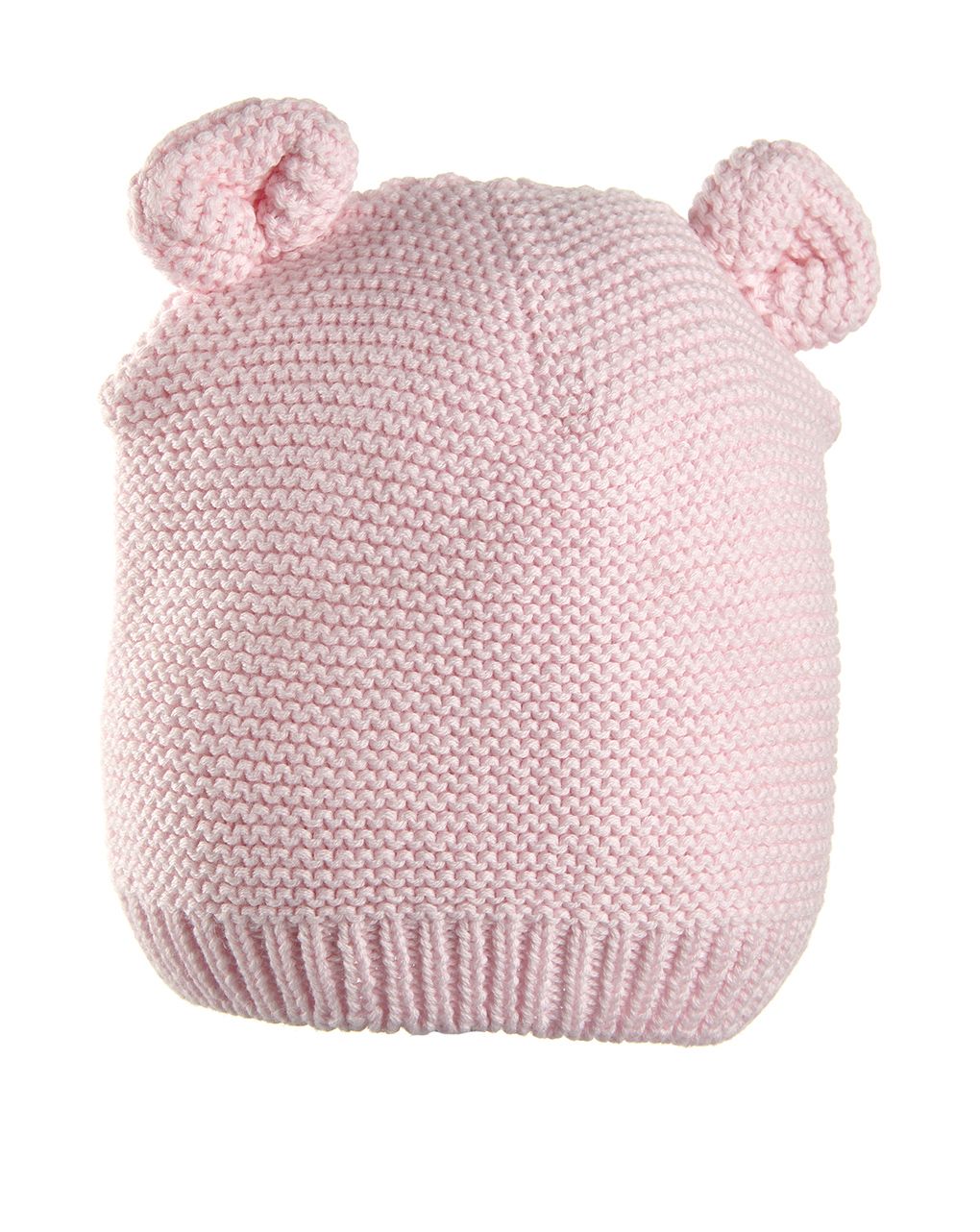 Cappello tricot rosa neonata  con orecchie