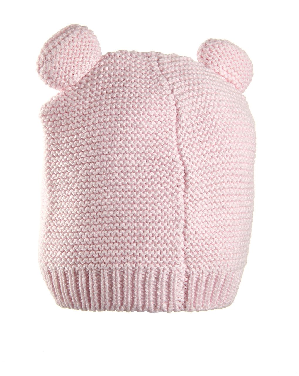 Cappello tricot rosa neonata  con orecchie