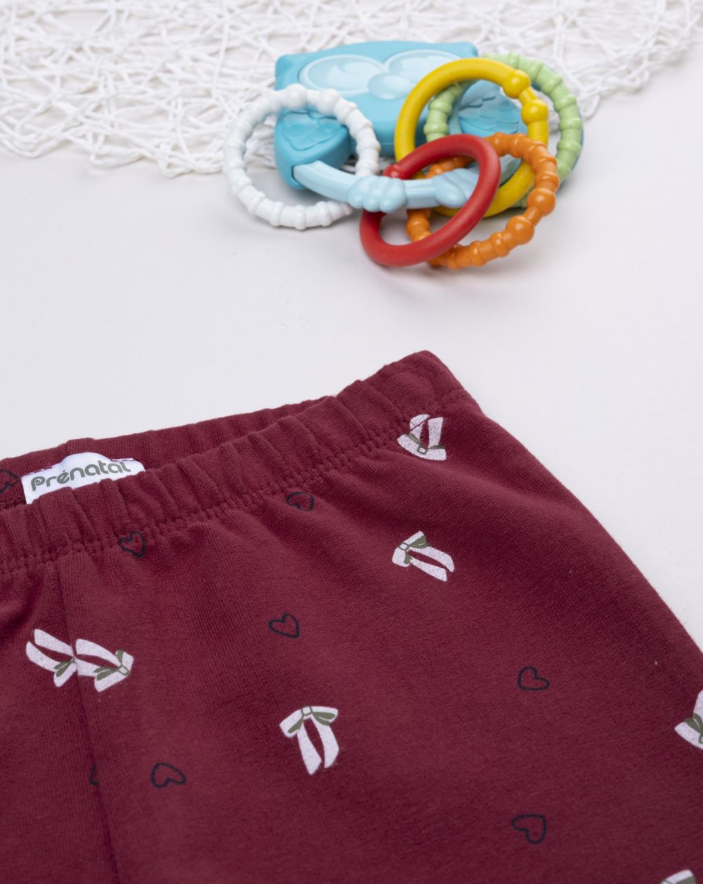 Legging bimba bordeaux fiocchi/cuori allover