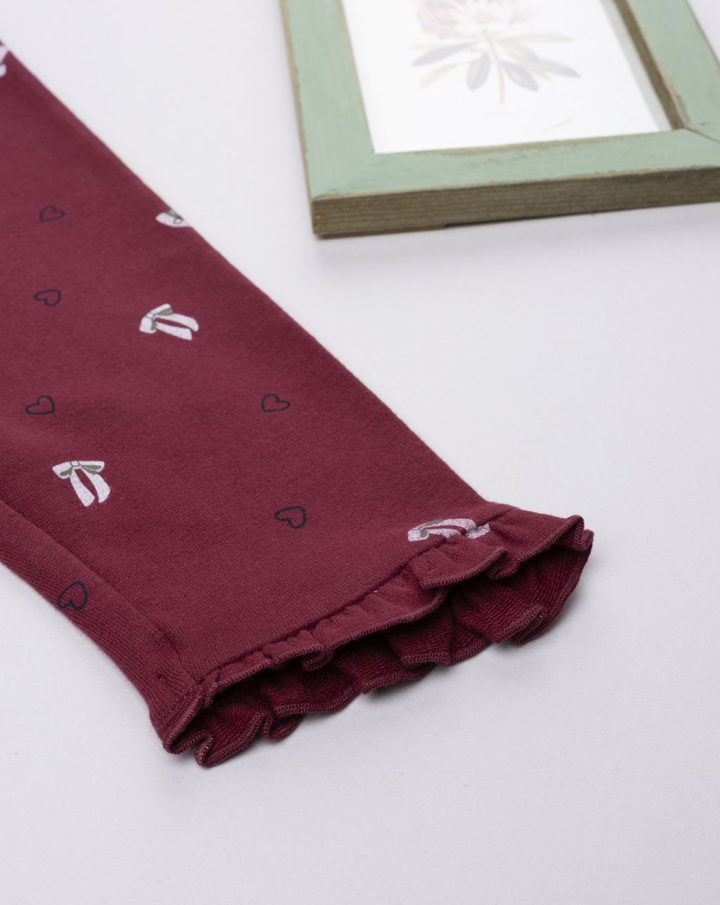 Legging bimba bordeaux fiocchi/cuori allover