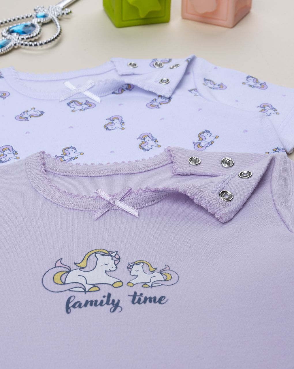 Pack 2 body bimba unicorni viola/bianco