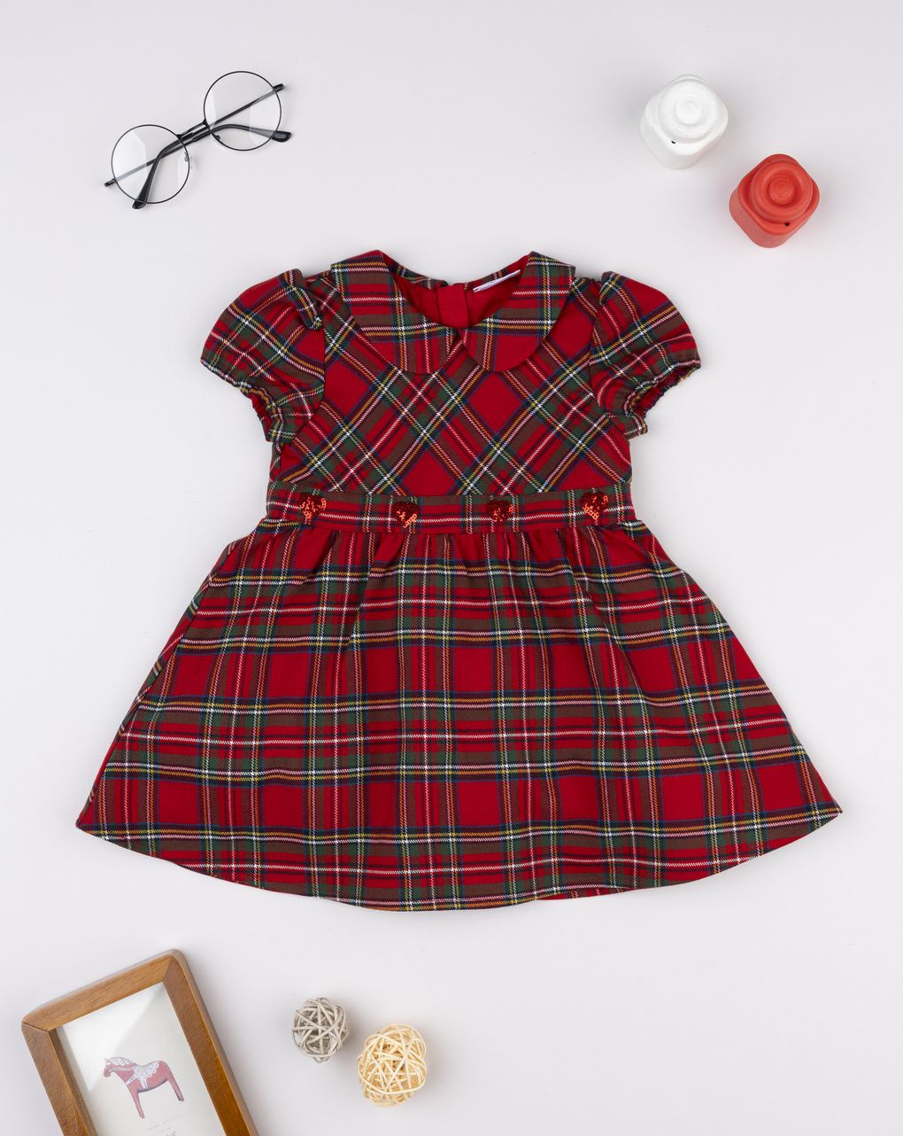 Abito tartan rosso bimba