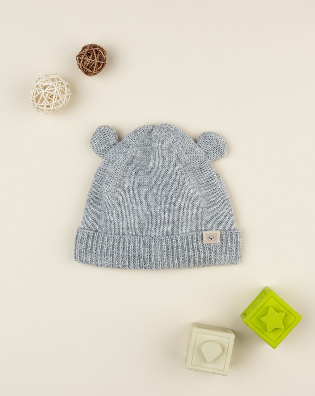 Cappello bimbo grigio con orecchie
