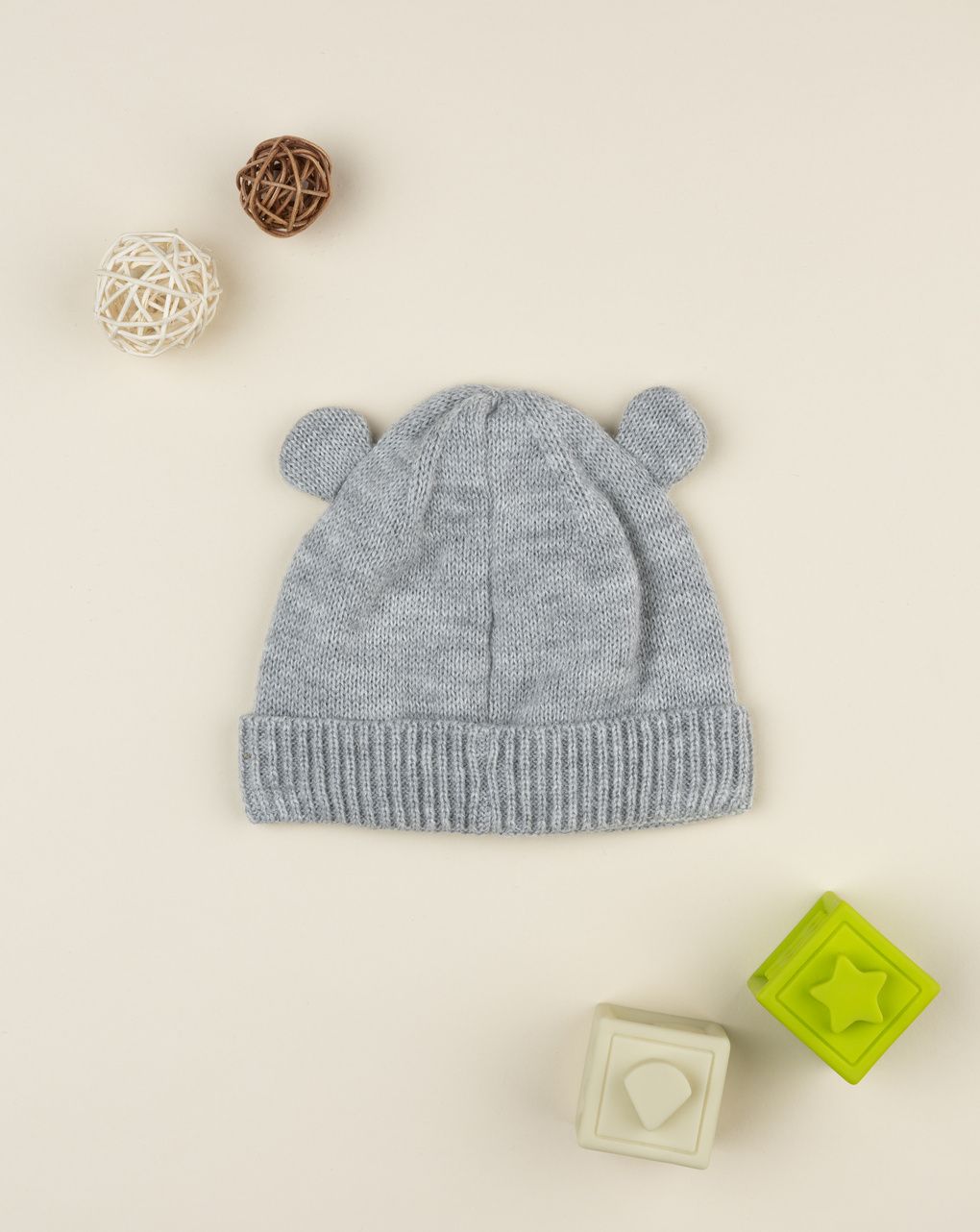 Cappello bimbo grigio con orecchie