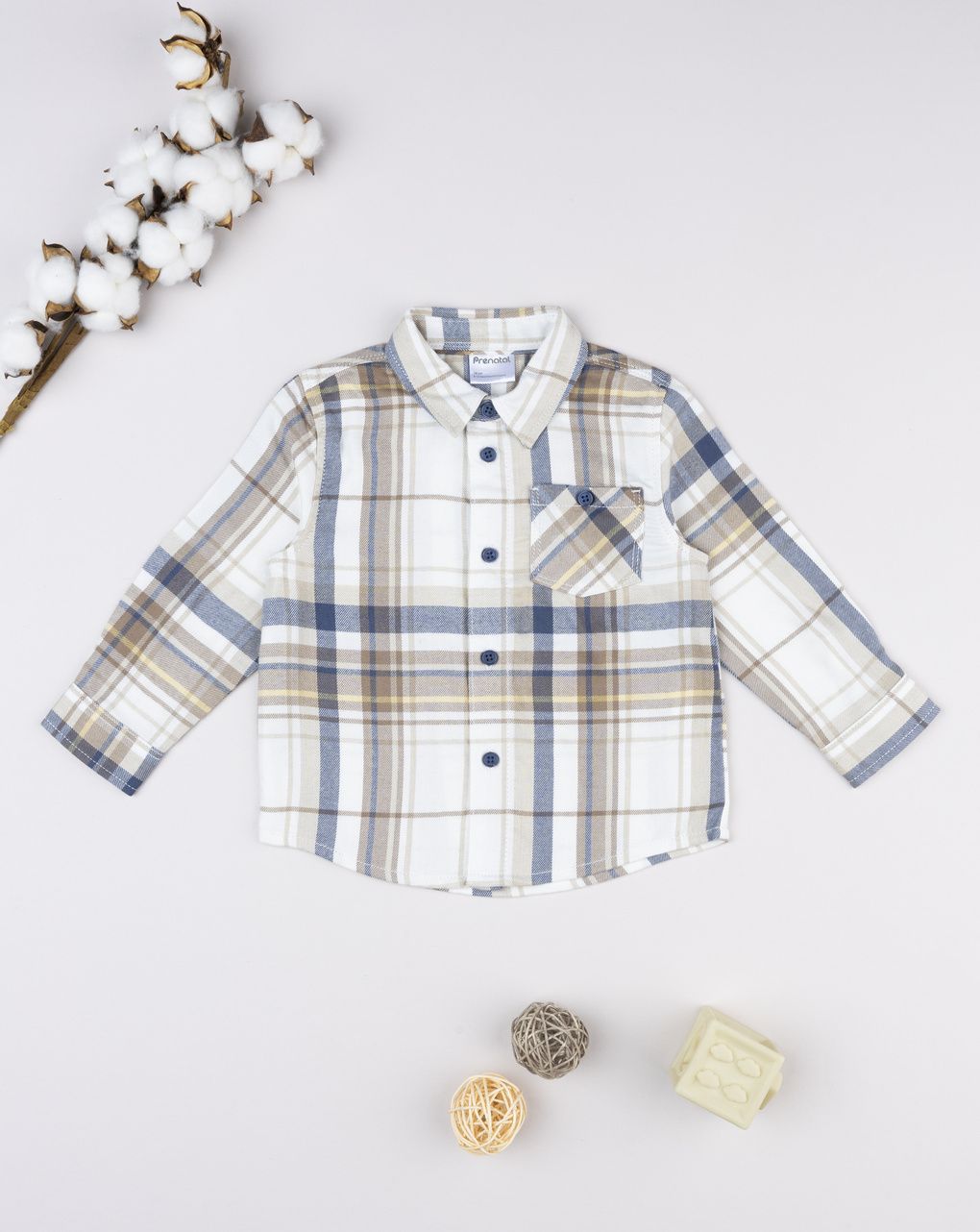 Camicia flanella bimbo giallo/blu